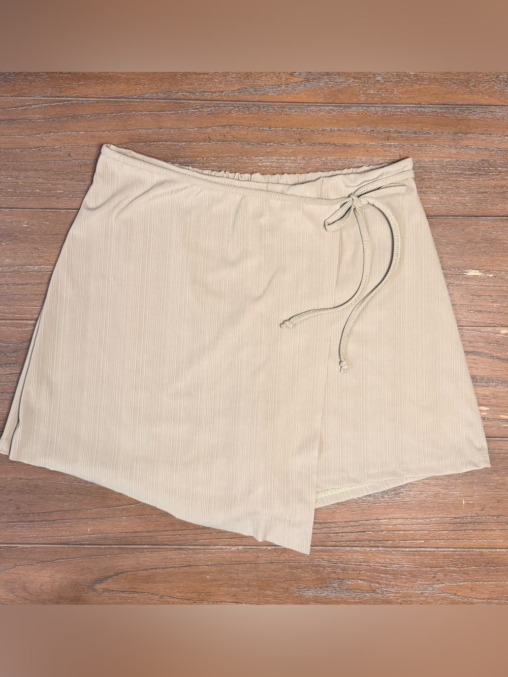 Ribbed light Green Wrap Skort with Drawstring Waist #70